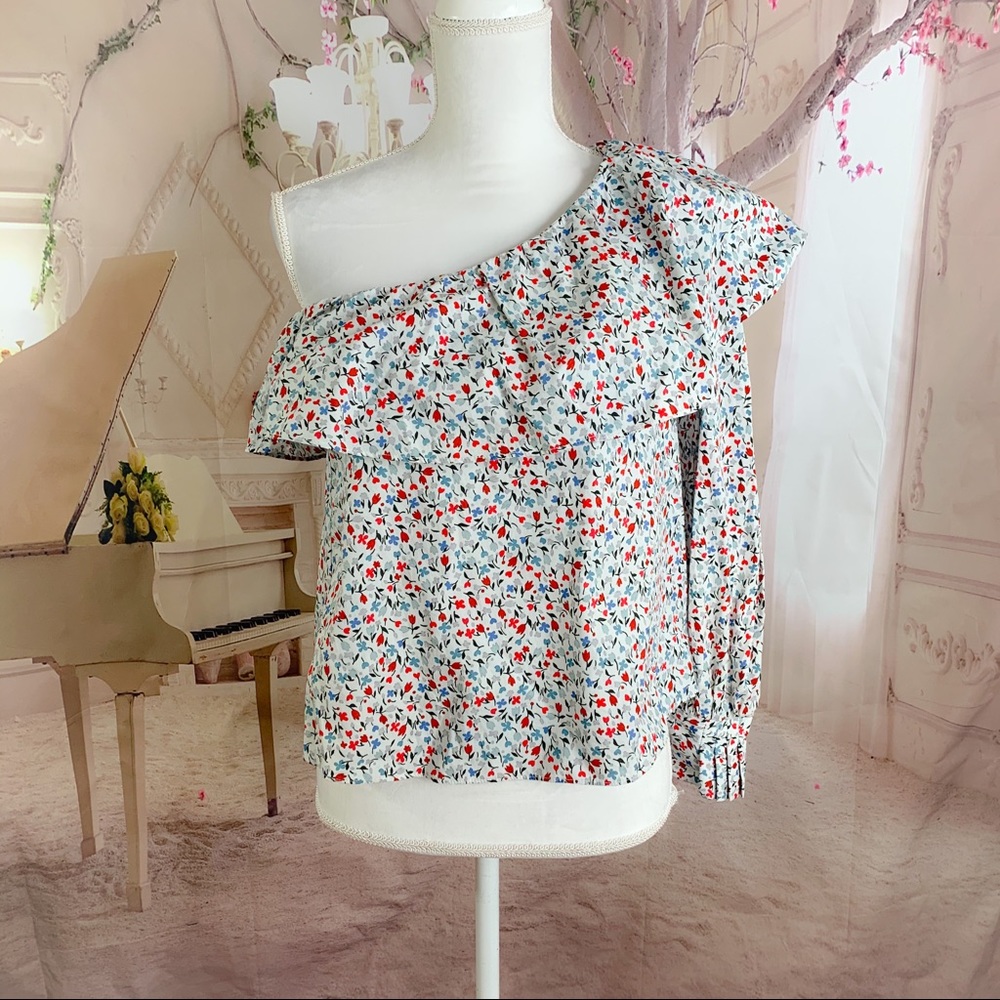Zara Chiffon One Cold Shoulder Ruffle… - Picture 2 of 9